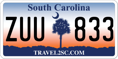 SC license plate ZUU833