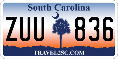 SC license plate ZUU836