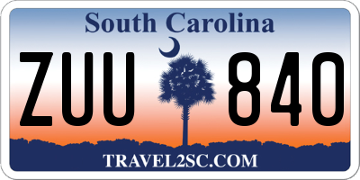 SC license plate ZUU840
