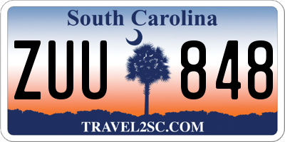 SC license plate ZUU848