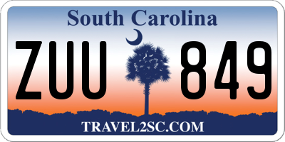 SC license plate ZUU849