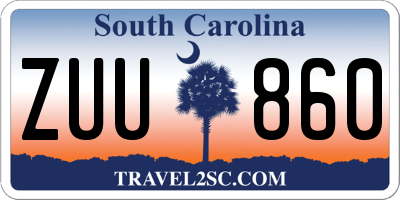 SC license plate ZUU860