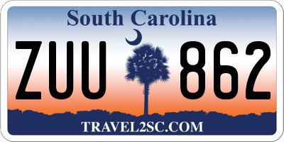 SC license plate ZUU862