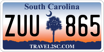 SC license plate ZUU865