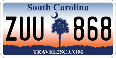 SC license plate ZUU868