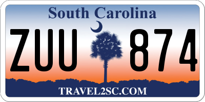 SC license plate ZUU874