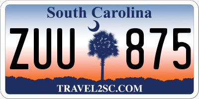 SC license plate ZUU875