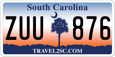 SC license plate ZUU876