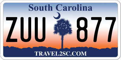 SC license plate ZUU877