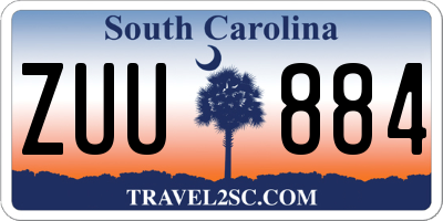 SC license plate ZUU884