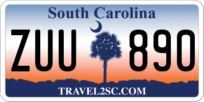 SC license plate ZUU890