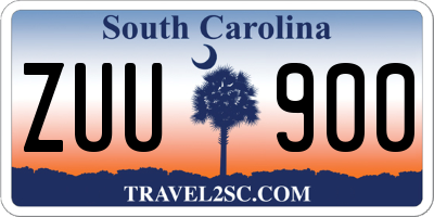 SC license plate ZUU900