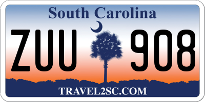 SC license plate ZUU908