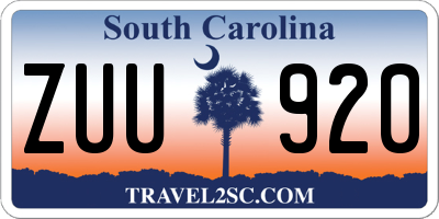 SC license plate ZUU920