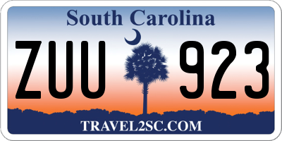 SC license plate ZUU923