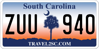 SC license plate ZUU940