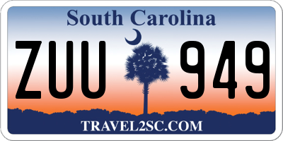 SC license plate ZUU949
