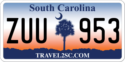 SC license plate ZUU953