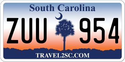 SC license plate ZUU954