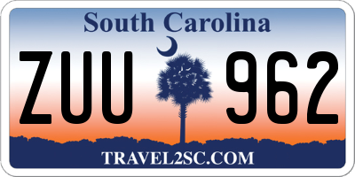 SC license plate ZUU962