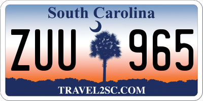 SC license plate ZUU965