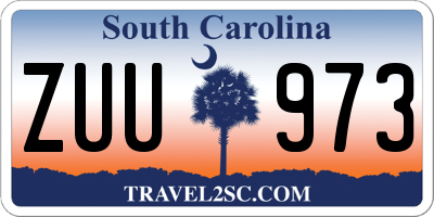 SC license plate ZUU973