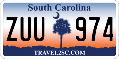 SC license plate ZUU974
