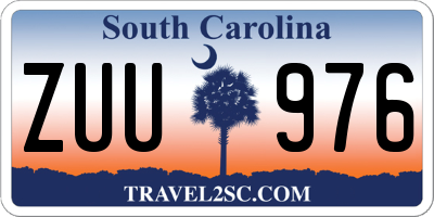 SC license plate ZUU976