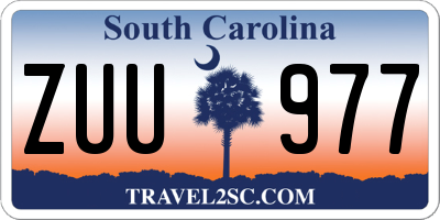 SC license plate ZUU977