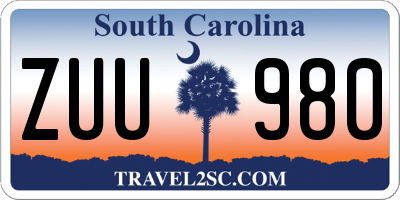 SC license plate ZUU980