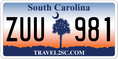 SC license plate ZUU981