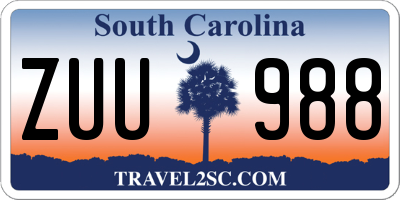 SC license plate ZUU988