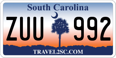 SC license plate ZUU992