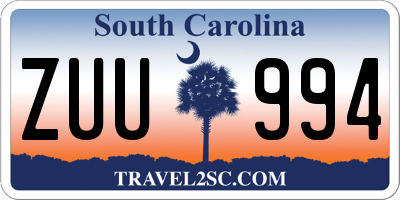 SC license plate ZUU994