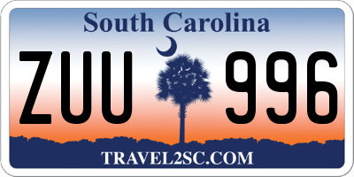 SC license plate ZUU996