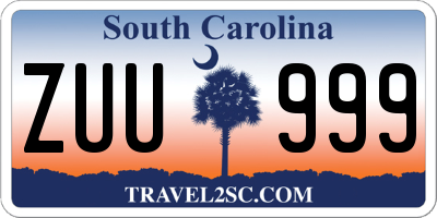 SC license plate ZUU999