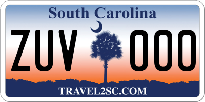 SC license plate ZUV000