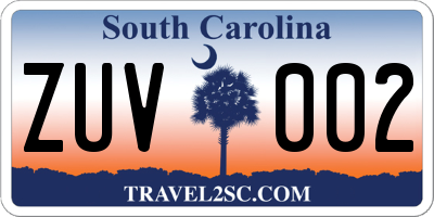 SC license plate ZUV002