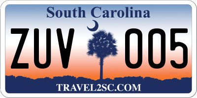 SC license plate ZUV005
