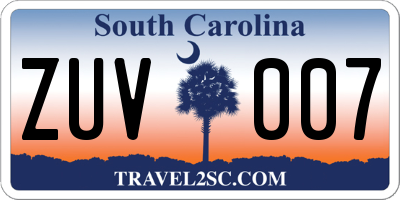 SC license plate ZUV007