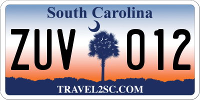 SC license plate ZUV012
