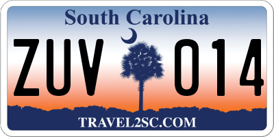 SC license plate ZUV014
