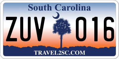SC license plate ZUV016