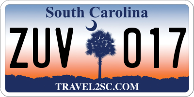 SC license plate ZUV017