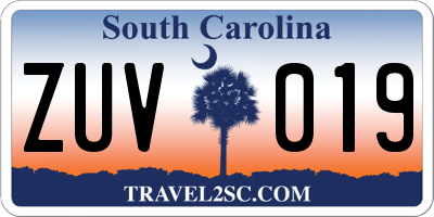 SC license plate ZUV019