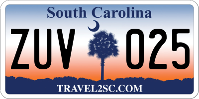 SC license plate ZUV025