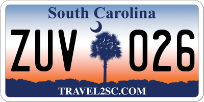 SC license plate ZUV026
