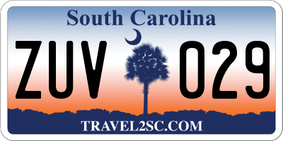 SC license plate ZUV029