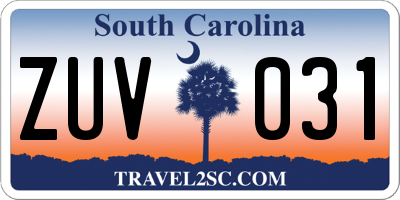 SC license plate ZUV031