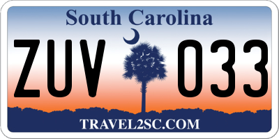 SC license plate ZUV033